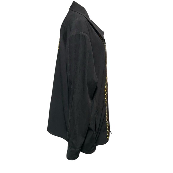 Bob Mackie Black Faux Suede Southwest Horse Embroidery Full Zip Jacket Plus 2X - Picture 3 of 7